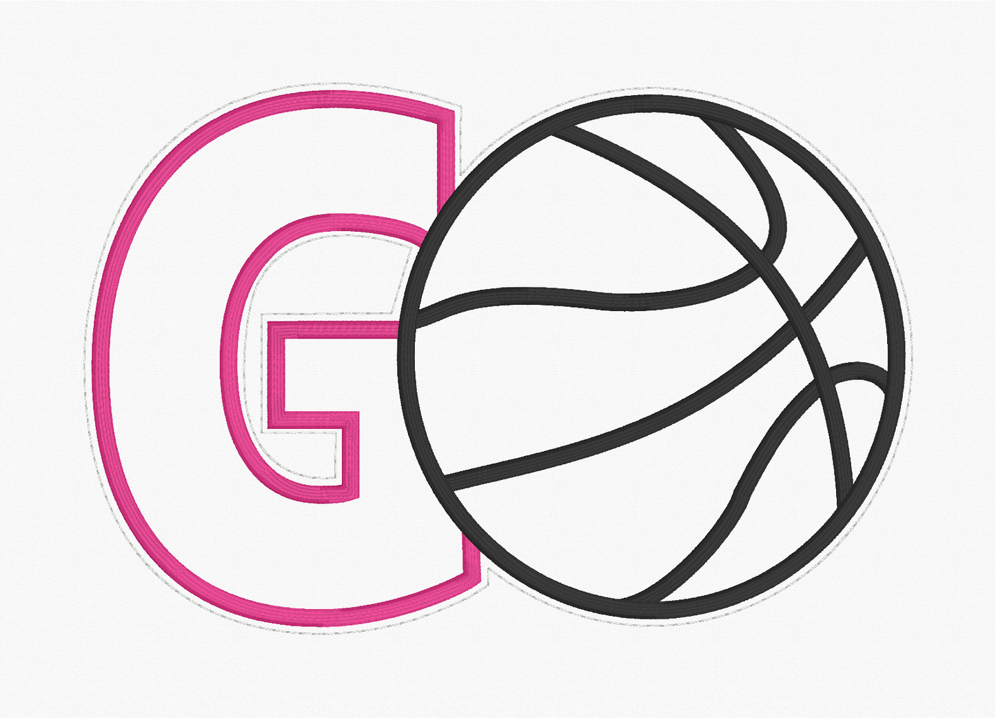 Sequin Applique Basketball Embroidery Design