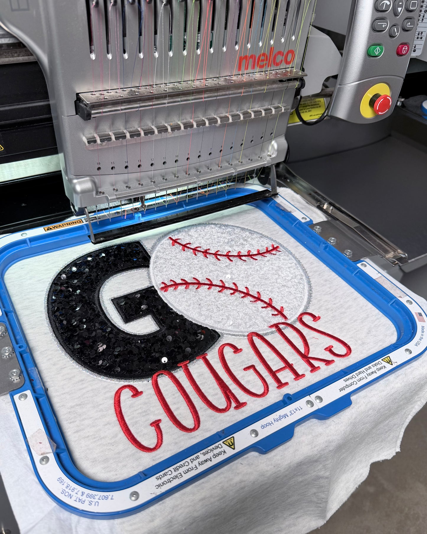 Sequin Applique Baseball Embroidery Design