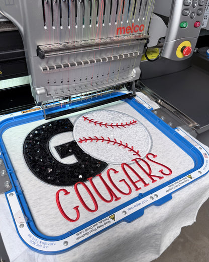 Sequin Applique Baseball Embroidery Design