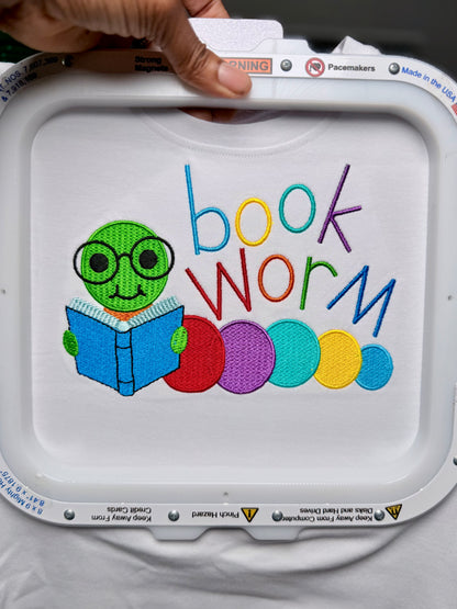 Bookworm Embroidery Design