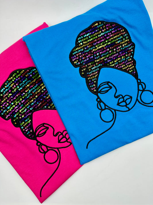 Sequins Headwrap T- Shirt