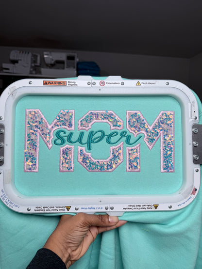 Super Mom Applique Embroidery Design
