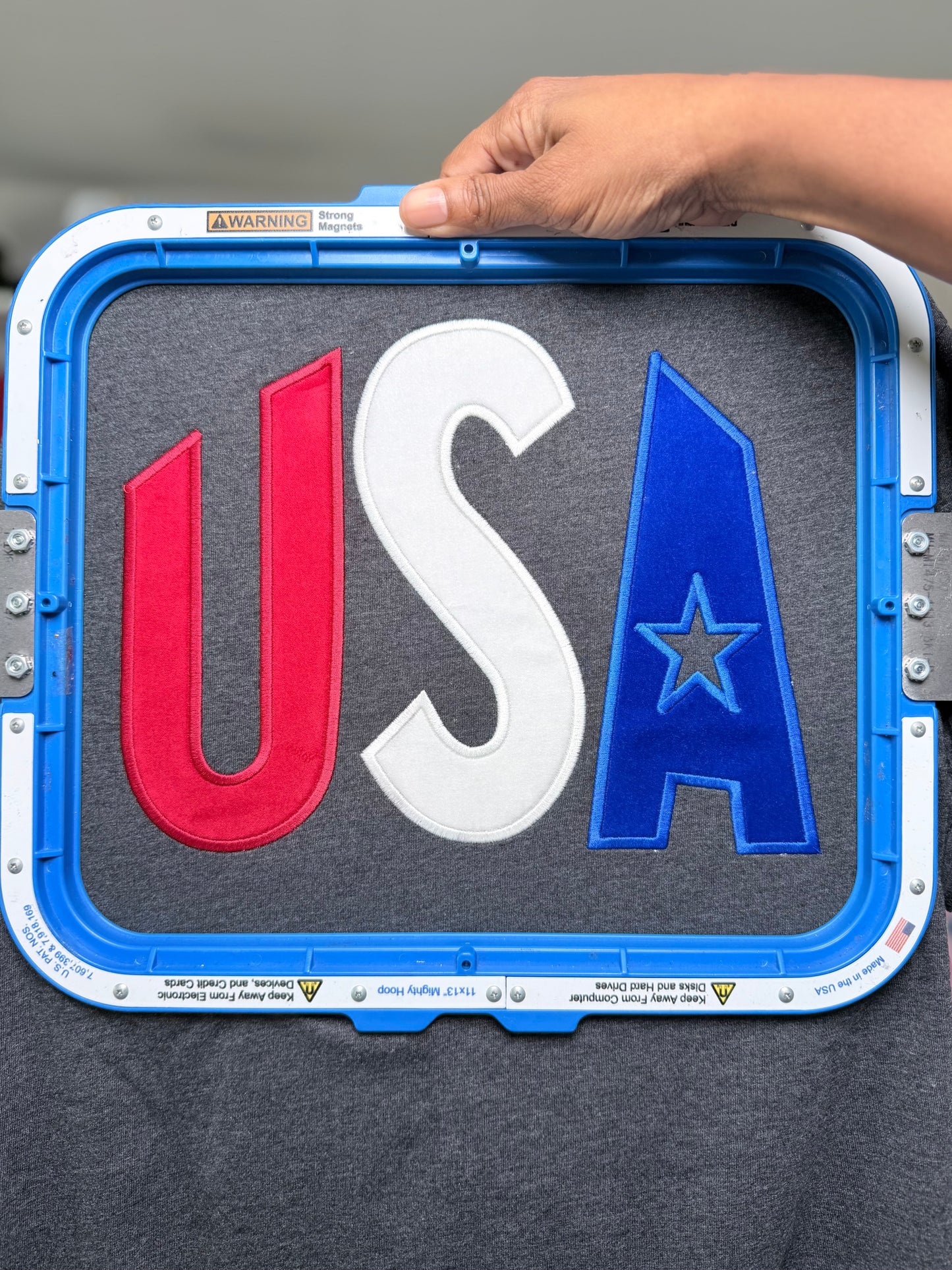 USA Star Applique Embroidery Design