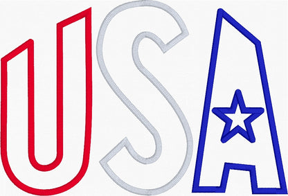 USA Star Applique Embroidery Design