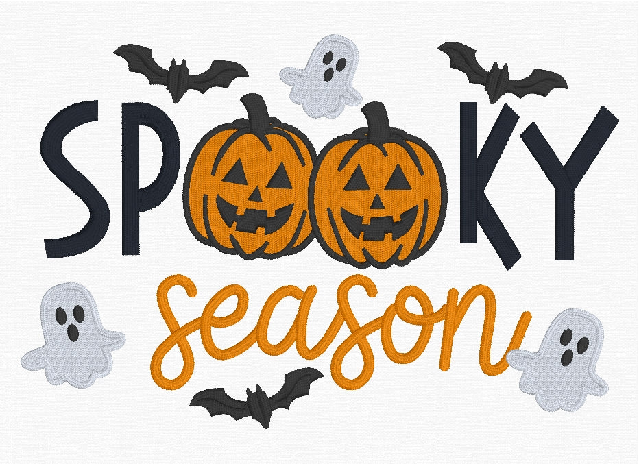 Spooky Season Fill and Satin Stitch Embroidery Design