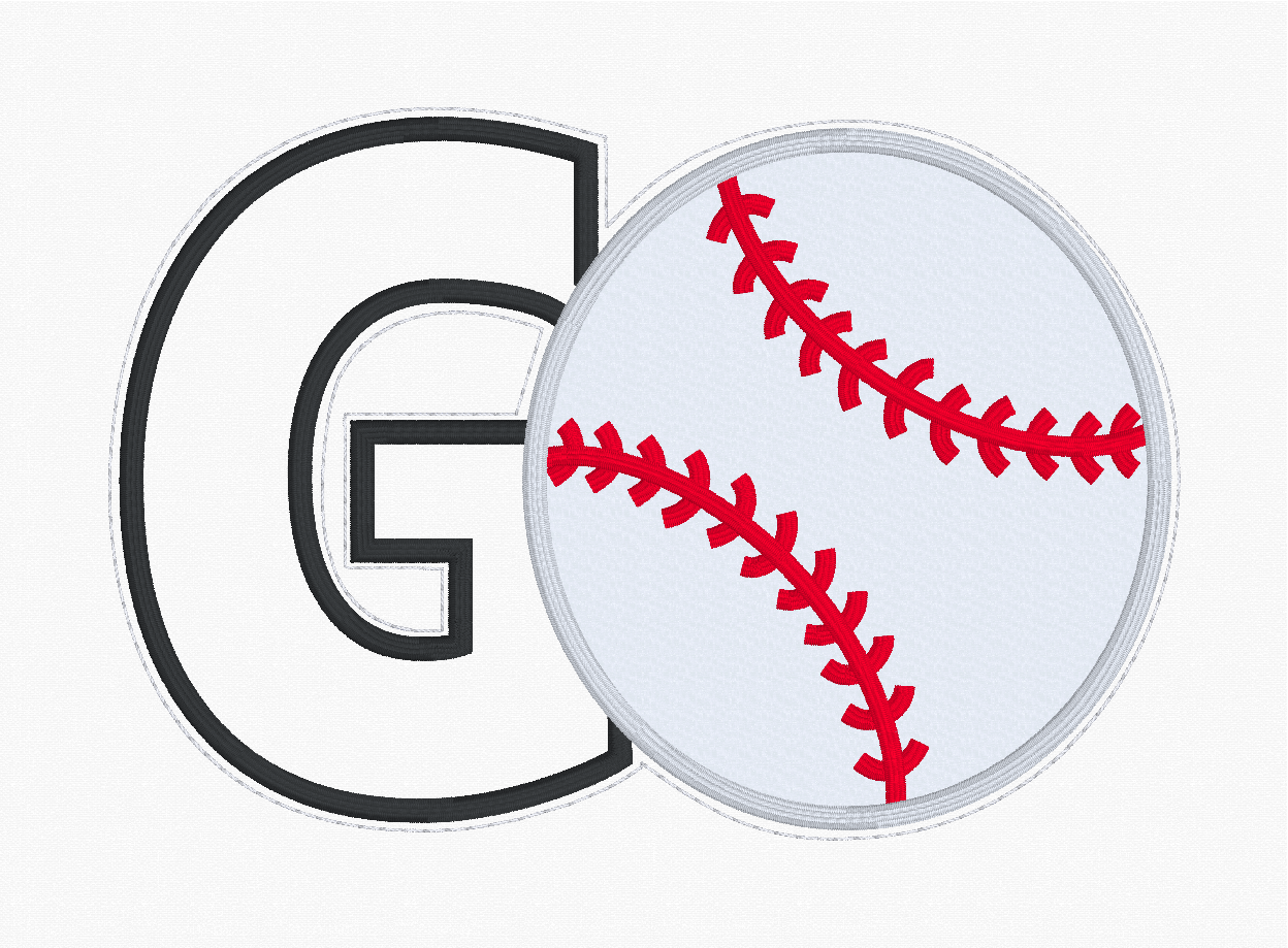 Sequin Applique Baseball Embroidery Design