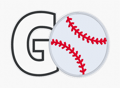 Sequin Applique Baseball Embroidery Design