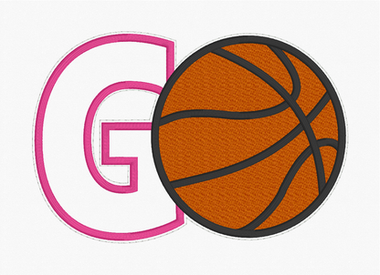 Sequin Applique Basketball Embroidery Design