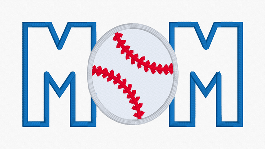 Sequin Applique Baseball Mom Embroidery Design