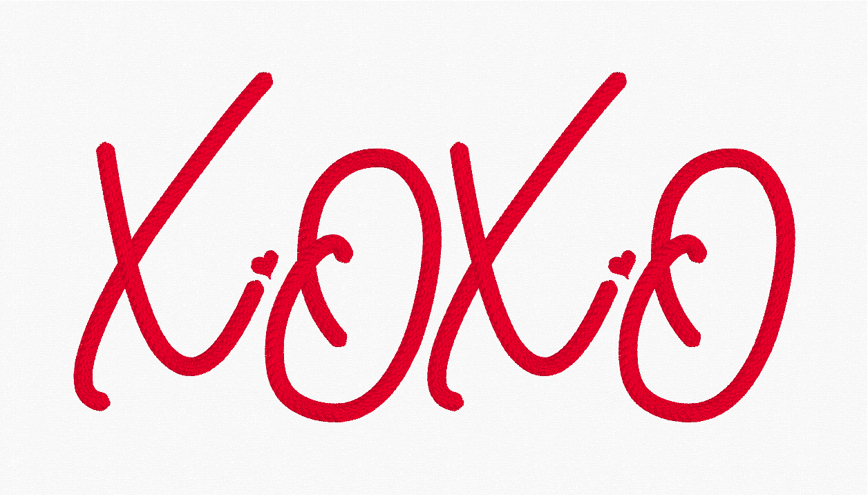 XOXO Satin Rope Stitch Embroidery Design
