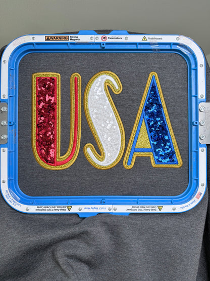 USA Double Applique Embroidery Design.