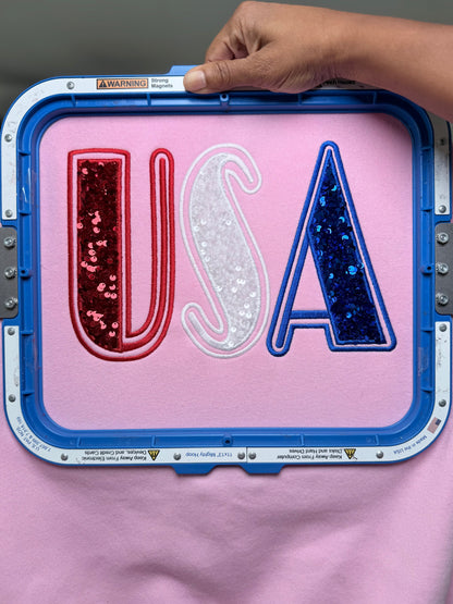 USA Double Applique Embroidery Design.