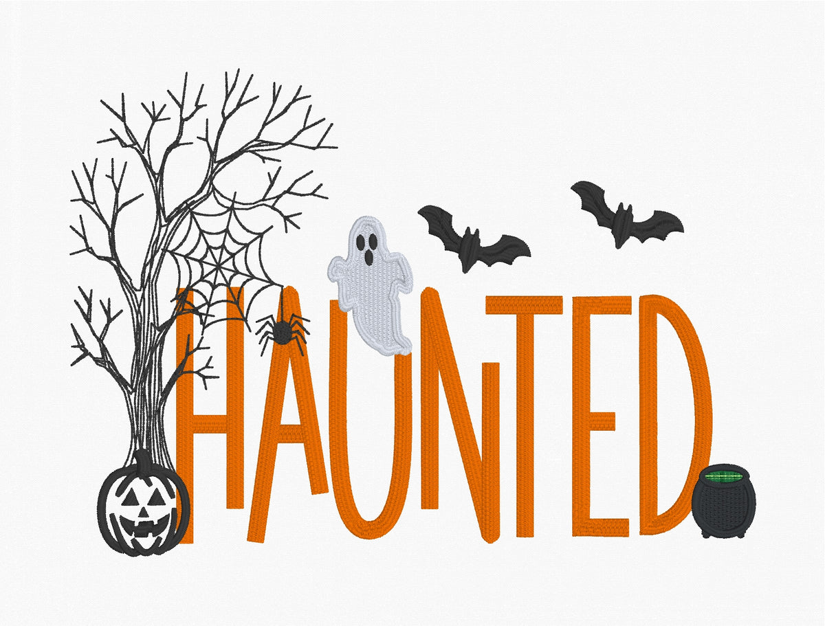 Haunted Satin Stitch Embroidery Design