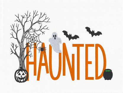 Haunted Satin Stitch Embroidery Design