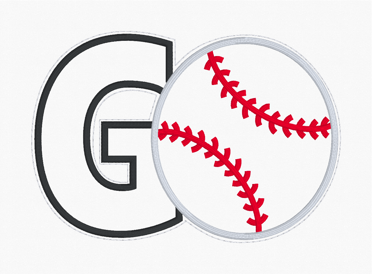 Sequin Applique Baseball Embroidery Design