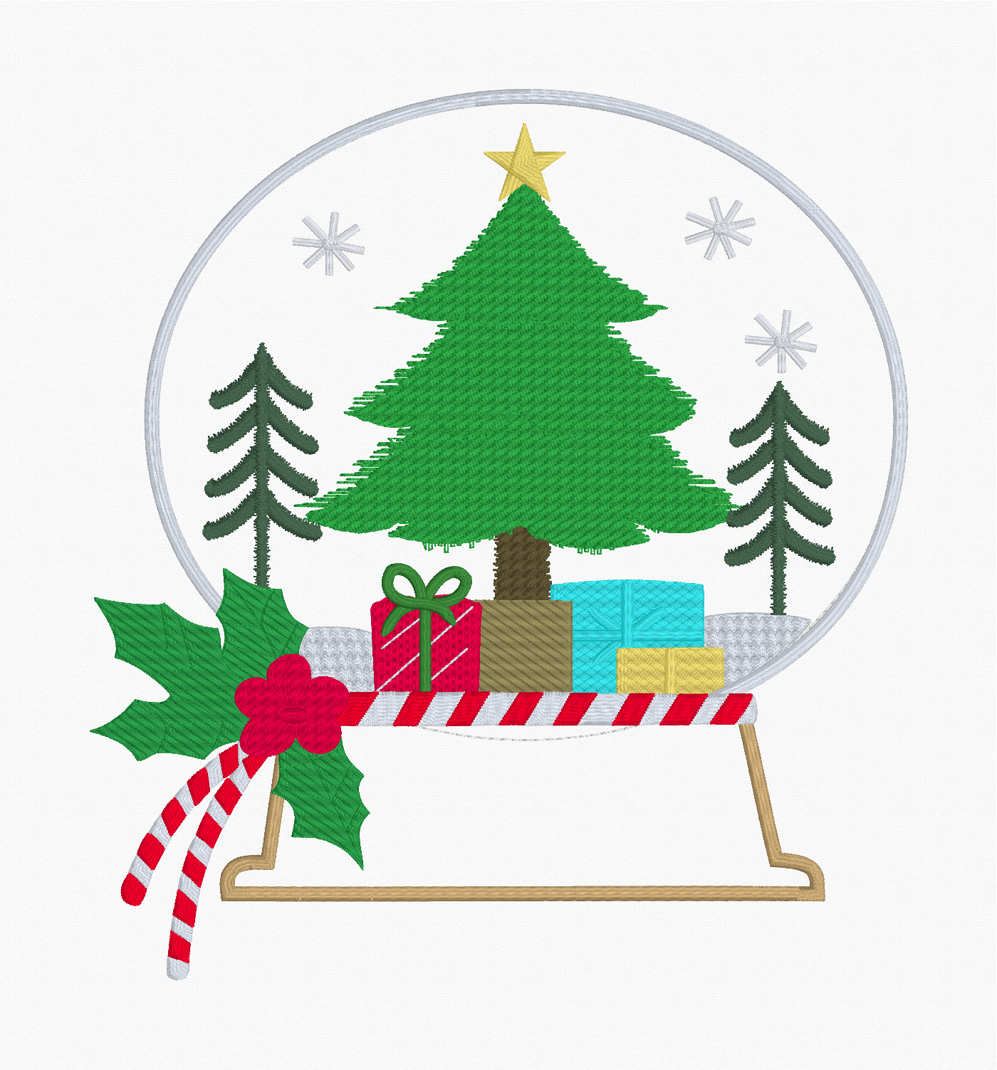 Snow Globe Appliqué Embroidery Design