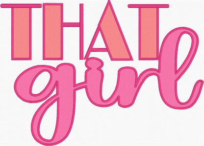 That Girl Applique Embroidery Design & 10 ss Rhinestone bling Template
