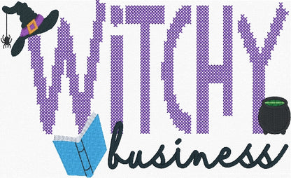Witchy Business Cross Stitch Embroidery Design