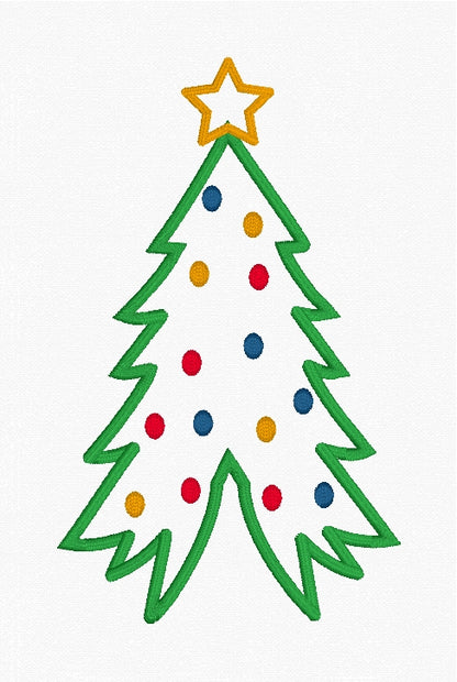 Side Christmas Tree Appliqué Embroidery Design