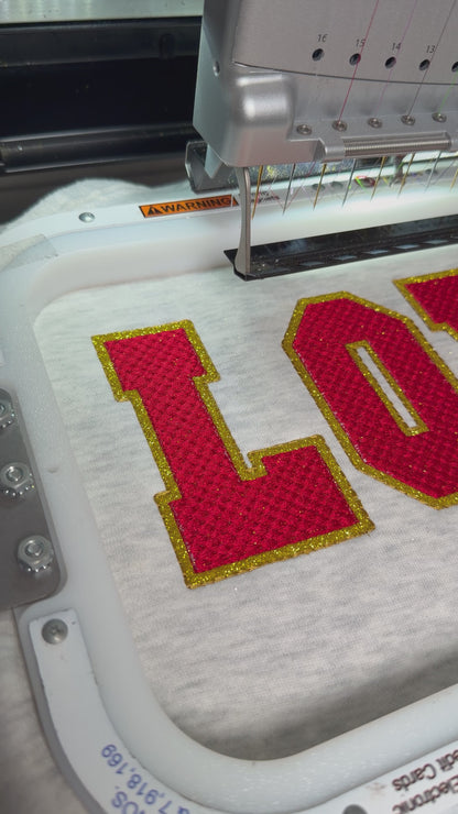 Love Applique + Fill Stitch Embroidery Design