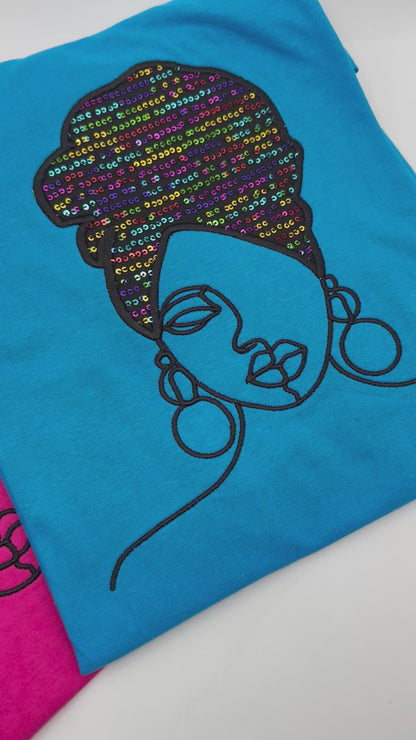 Sequins Headwrap T- Shirt
