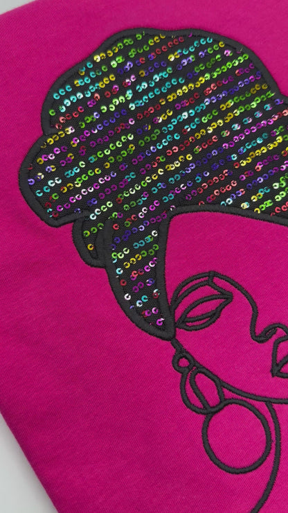 Sequins Headwrap T- Shirt