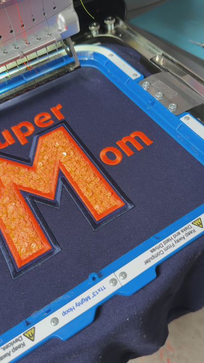 Super Mom Double Applique Embroidery Design.