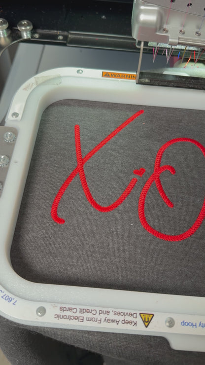 XOXO Satin Rope Stitch Embroidery Design