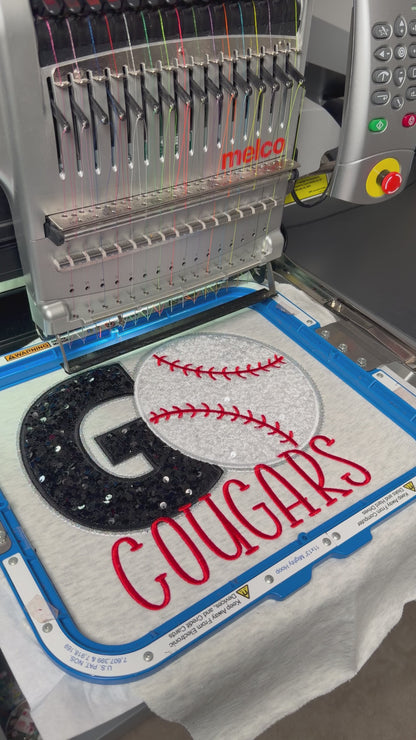 Sequin Applique Baseball Embroidery Design